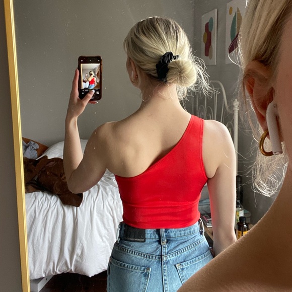 One shoulder red bodysuit! - Picture 2 of 3